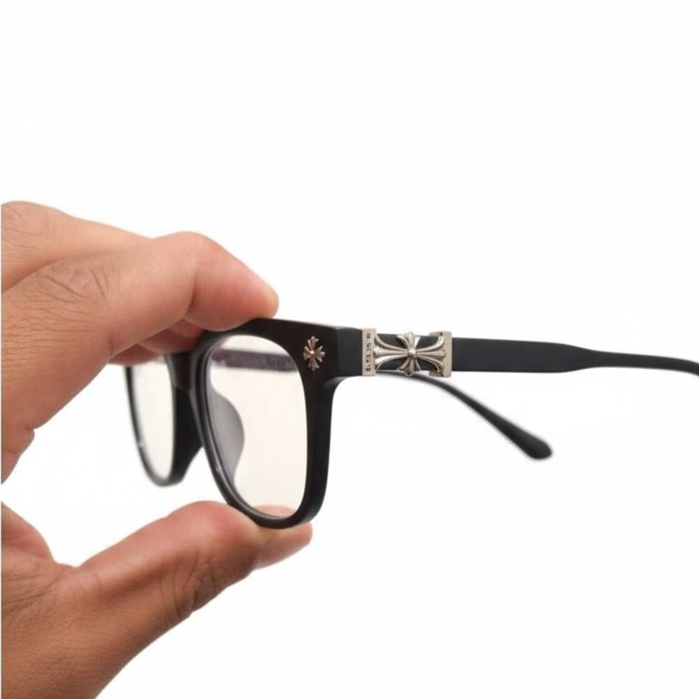 Chrome Hearts Black Rectangular Eyeglasses With B… - image 2